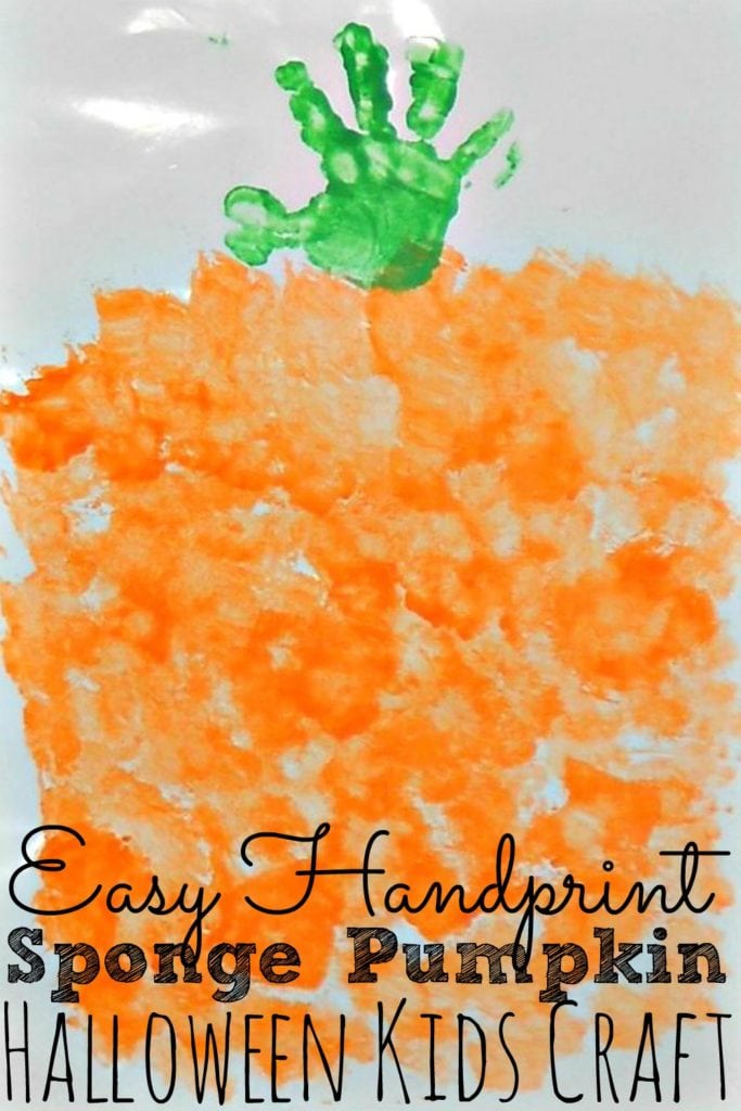 Easy Handprint Sponge Pumpkin Arts & Crafts