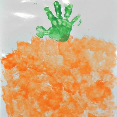 Easy Handprint Sponge Pumpkin Arts & Crafts