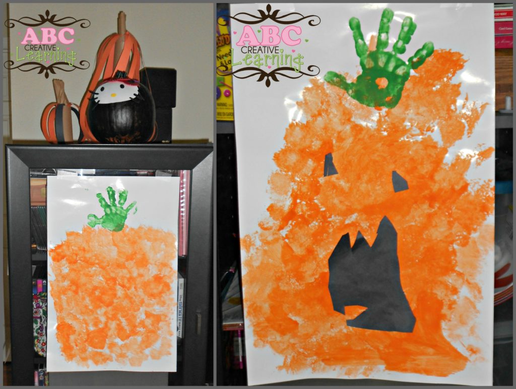 Handprint Sponge Pumpkin Jack O Lantern Arts and Crafts