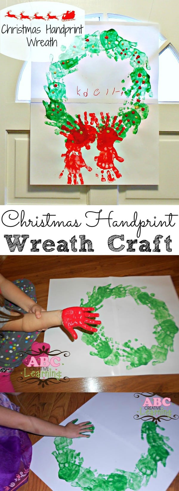 Easy Christmas Handprint Wreath Craft