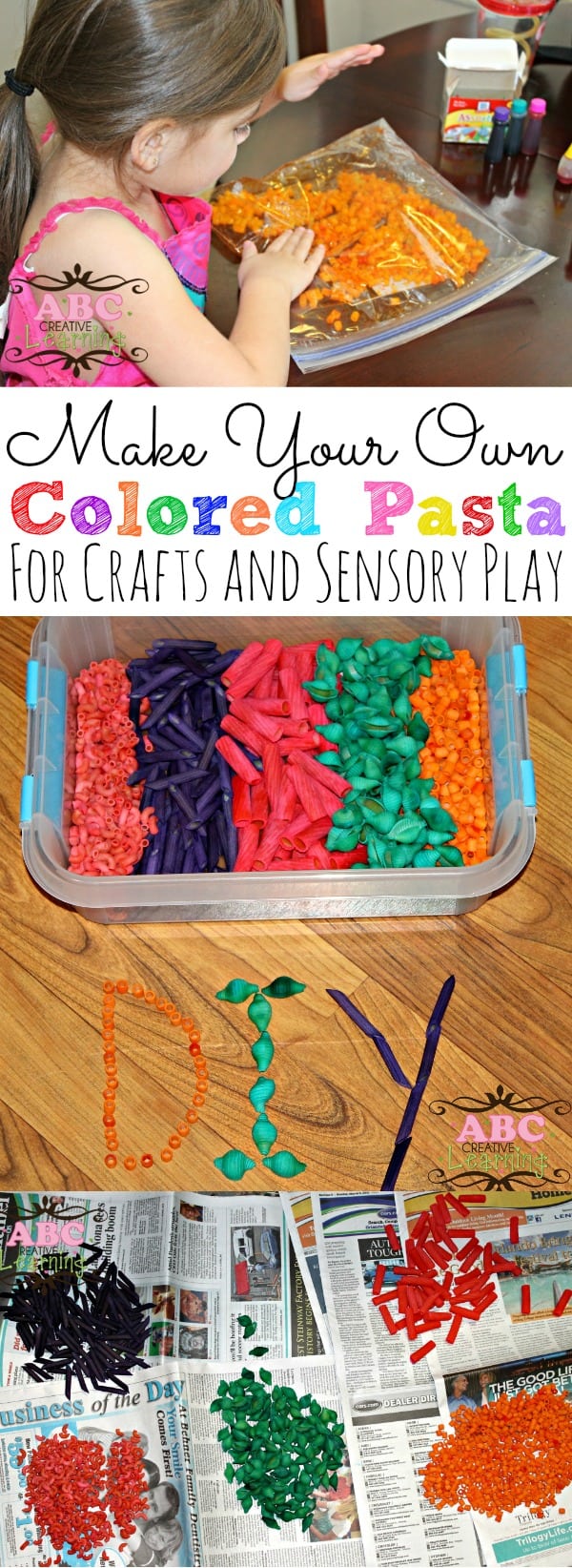 DIY Colored Pasta for Crafts and Sensory Play