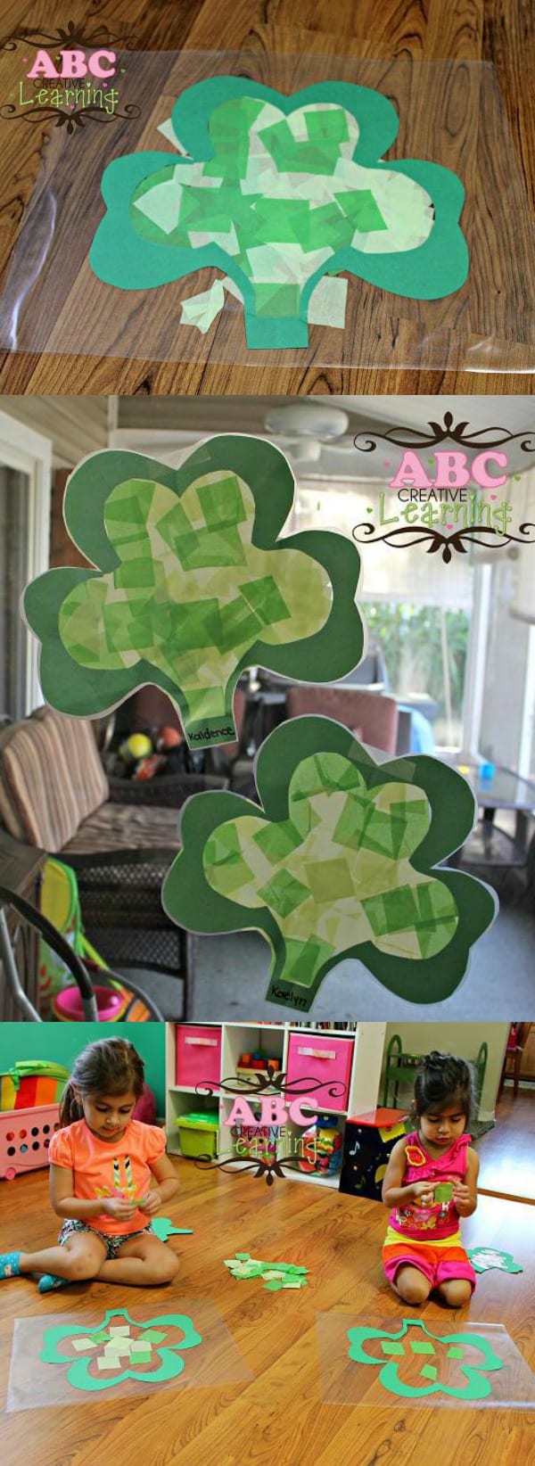 Shamrock Tissue Paper Suncatcher Craft With Printable Template