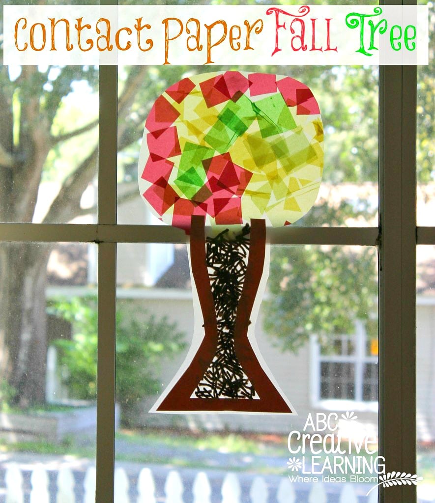 Fine Motor Skills Contact Paper Fall Tree Craft - simplytodaylife.com