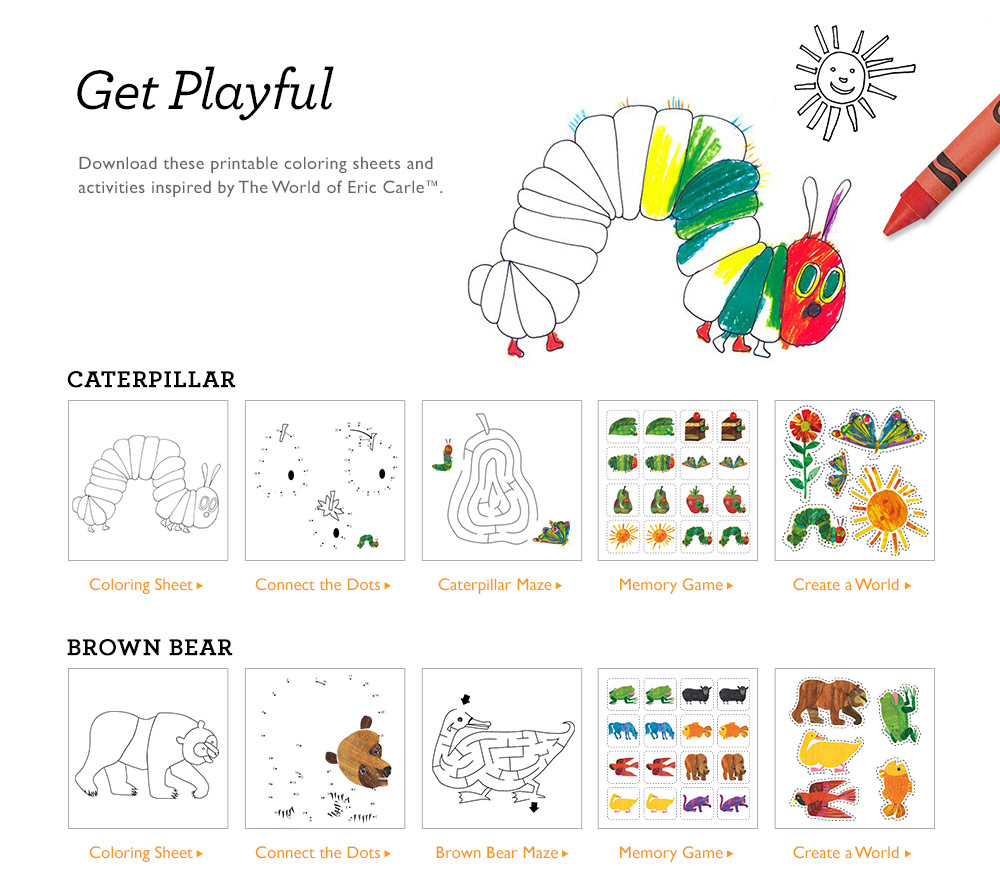 Eric Carle and Gymboree Coloring and Activity Printables