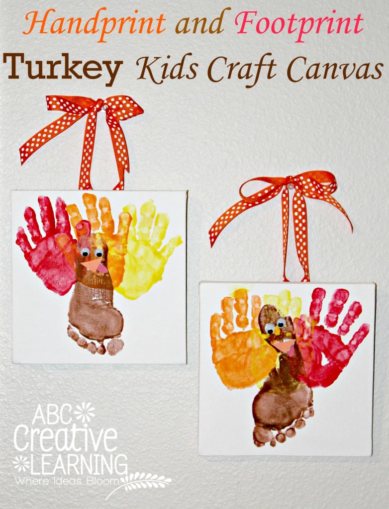 Handprint and Footprint Turkey Kids Craft Canvas