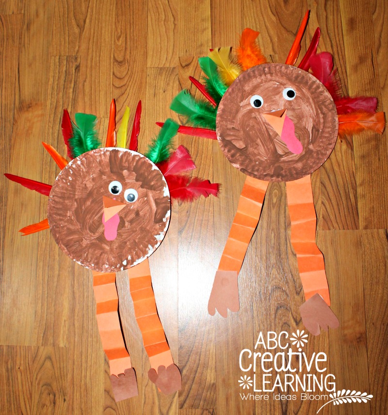 Paper plate crafts - Turkey Feather Paper Plate Craft for Kids