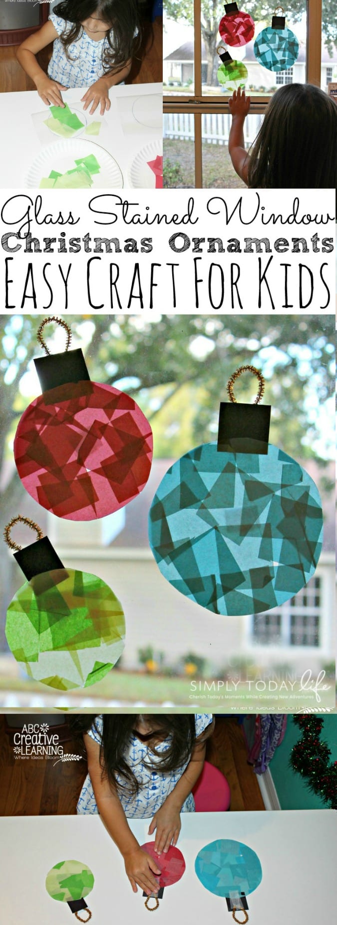 Glass Stained Window Ornaments Kids Craft - simplytodaylife.com