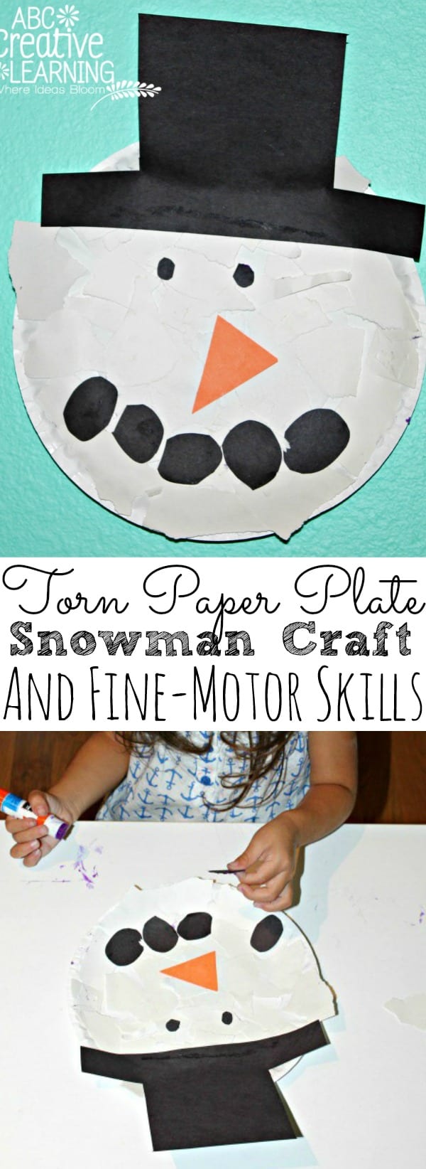 Torn Paper Plate Snowman Kids Craft
