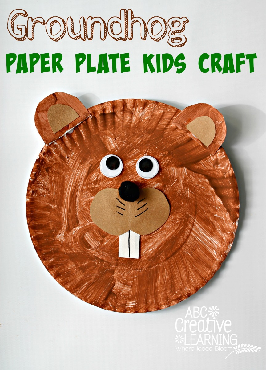 Easy Groundhog Paper Plate Kids Craft