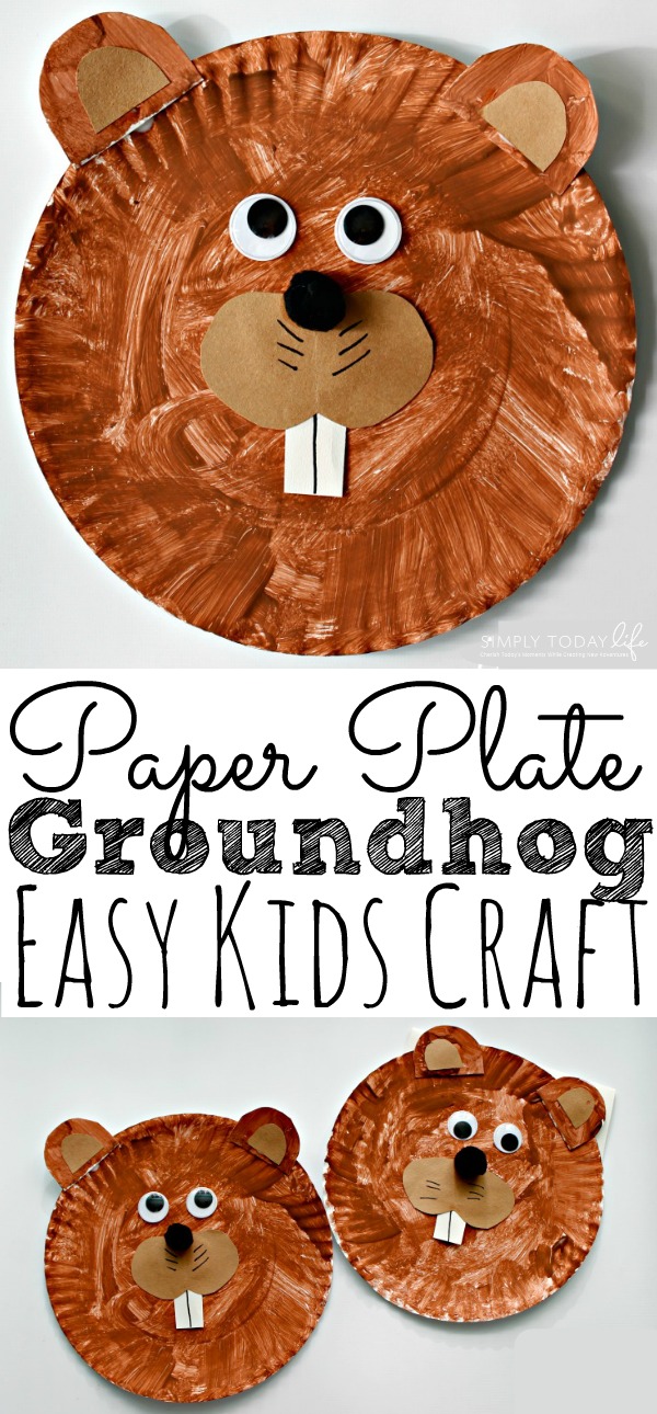 Easy Groundhog Paper Plate Kids Craft