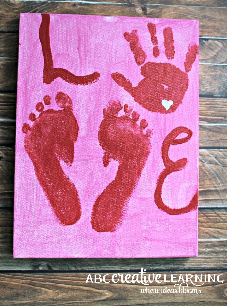 Valentine's Day Kids Handprint and Footprint LOVE Canvas Art Handprint