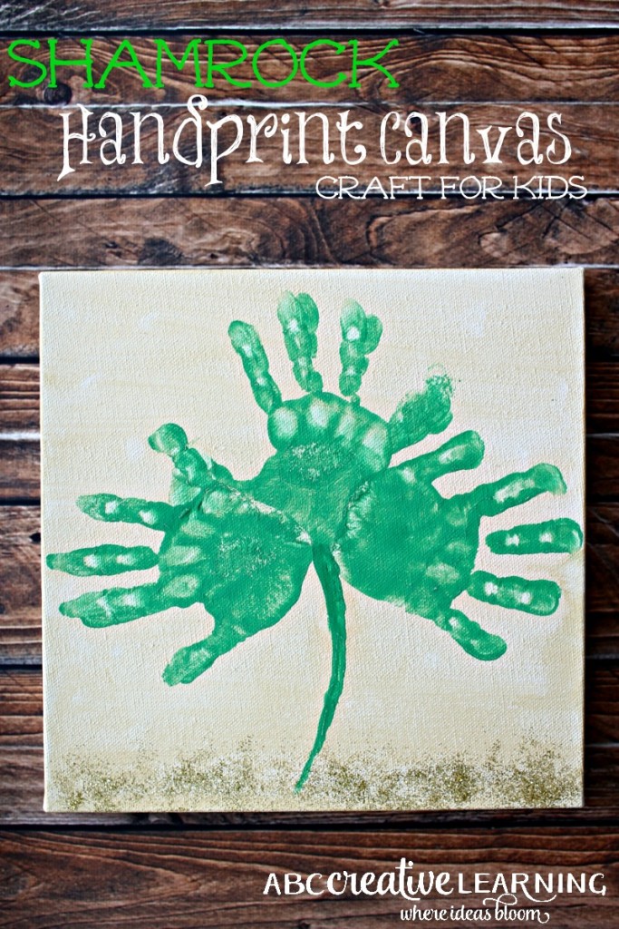 Shamrock Handprint Canvas Craft for Kids