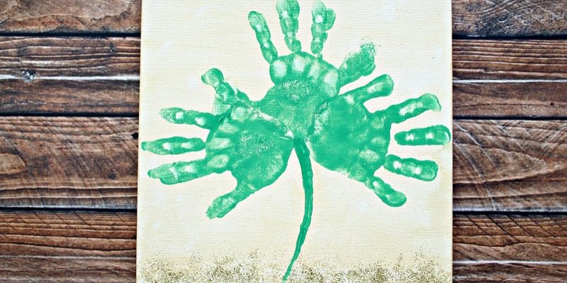 Shamrock Handprint Canvas Craft for Kids