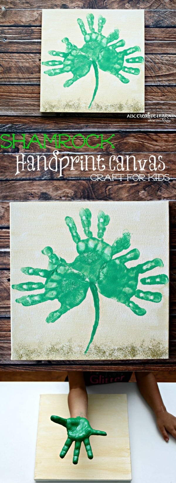 Shamrock Handprint Canvas Craft for Kids