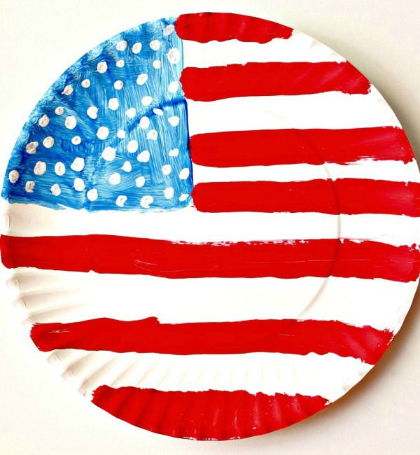 American Flag Patriotic Kids Paper Plate Craft 1