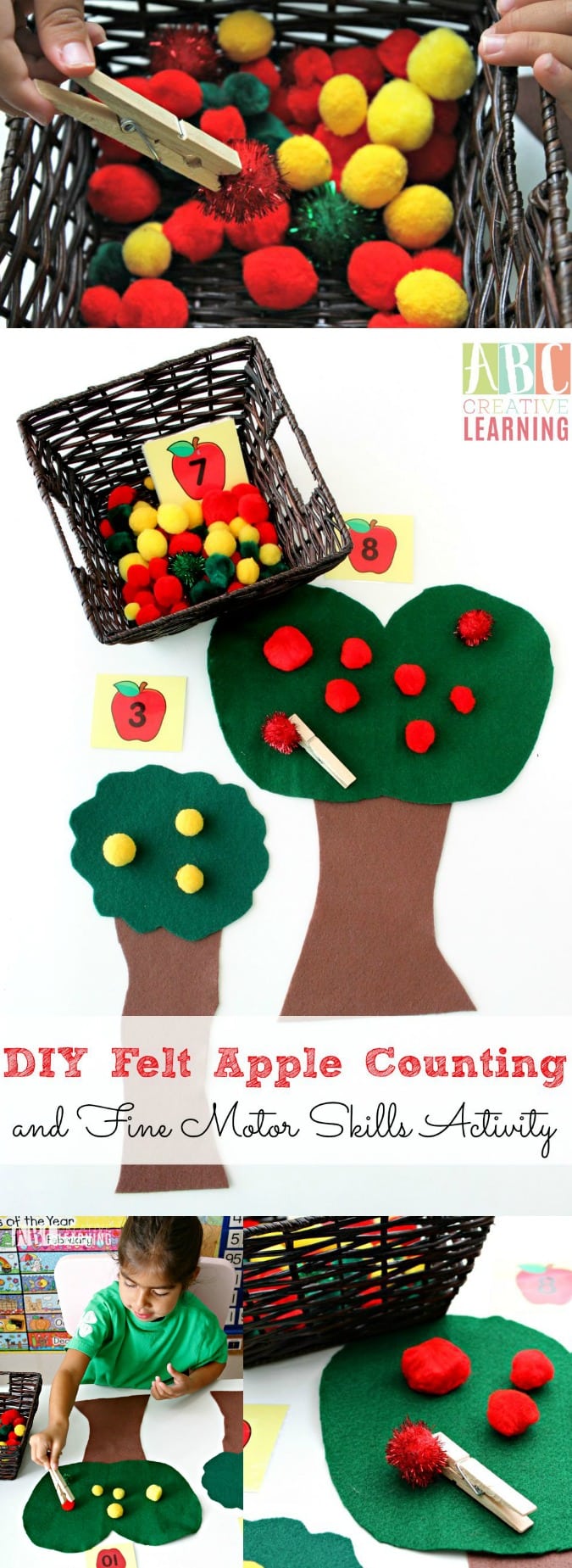 Felt Apple Counting For Fine Motor Skills