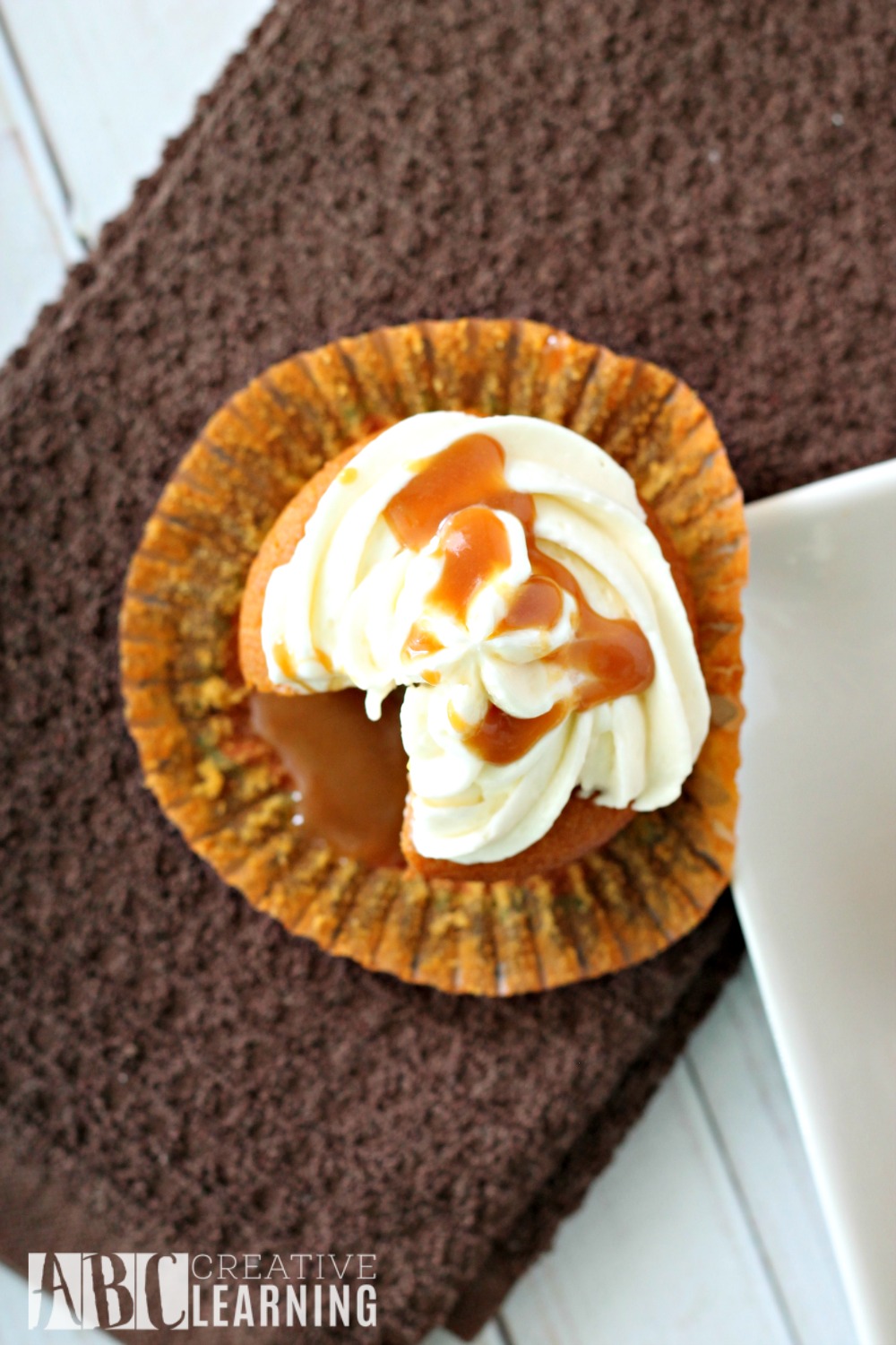 Caramel Pumpkin Spice Cupcakes with Marshmallow Frosting caramel