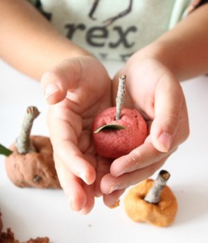 Homemade Fall Playdough Recipe apples