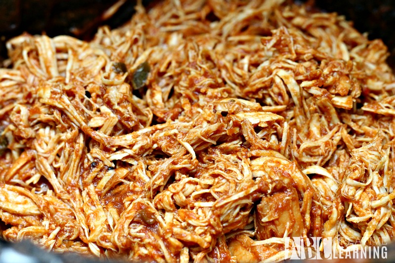 Easy Crockpot Chicken Sandwich shredded