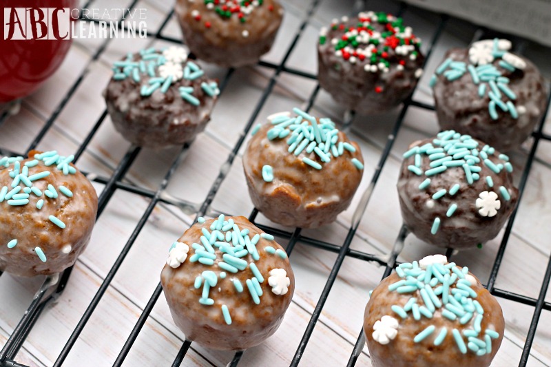 Gingerbread and Chocolate Glazed Donut Holes Sprinkles