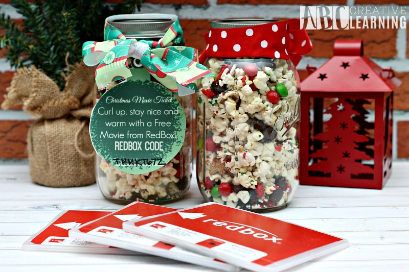 Holiday Popcorn Mason Jar Treat Redbox Code Tag