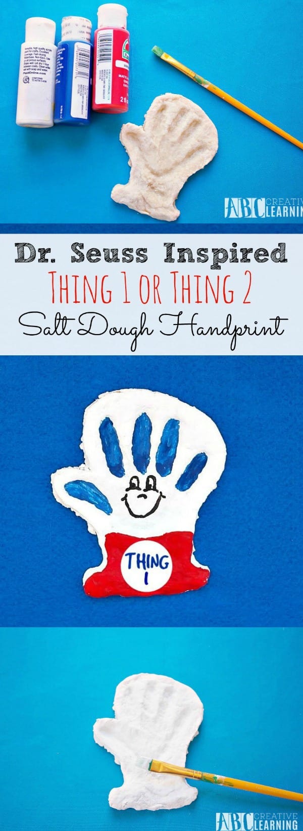 Dr. Seuss Inspired Thing 1 Or Thing 2 Salt Dough Handprint