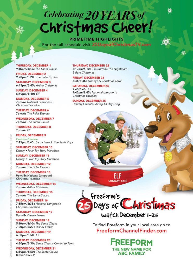 Freeform 25 Days of Christmas Schedule #25DaysofChristmas