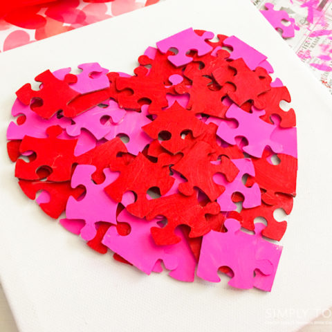 Valentine Day Puzzle Heart Canvas Craft For Kids