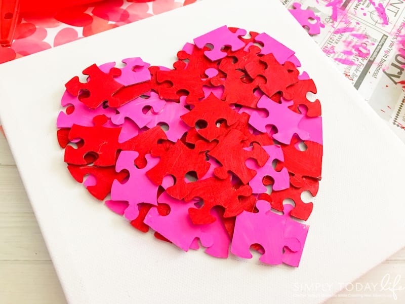 Valentine's Day Puzzle Heart Canvas Craft - Simply Today Life