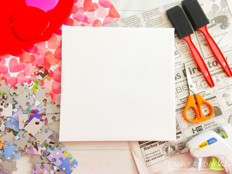 Valentine's Day Puzzle Heart Canvas Craft Materials