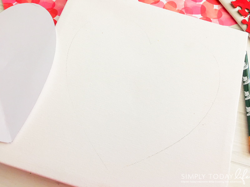 Valentine's Day Puzzle Heart Canvas Craft - Simply Today Life