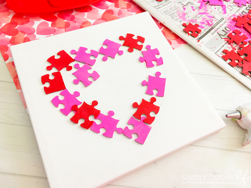 DIY Craft Valentine's Day Puzzle Décor