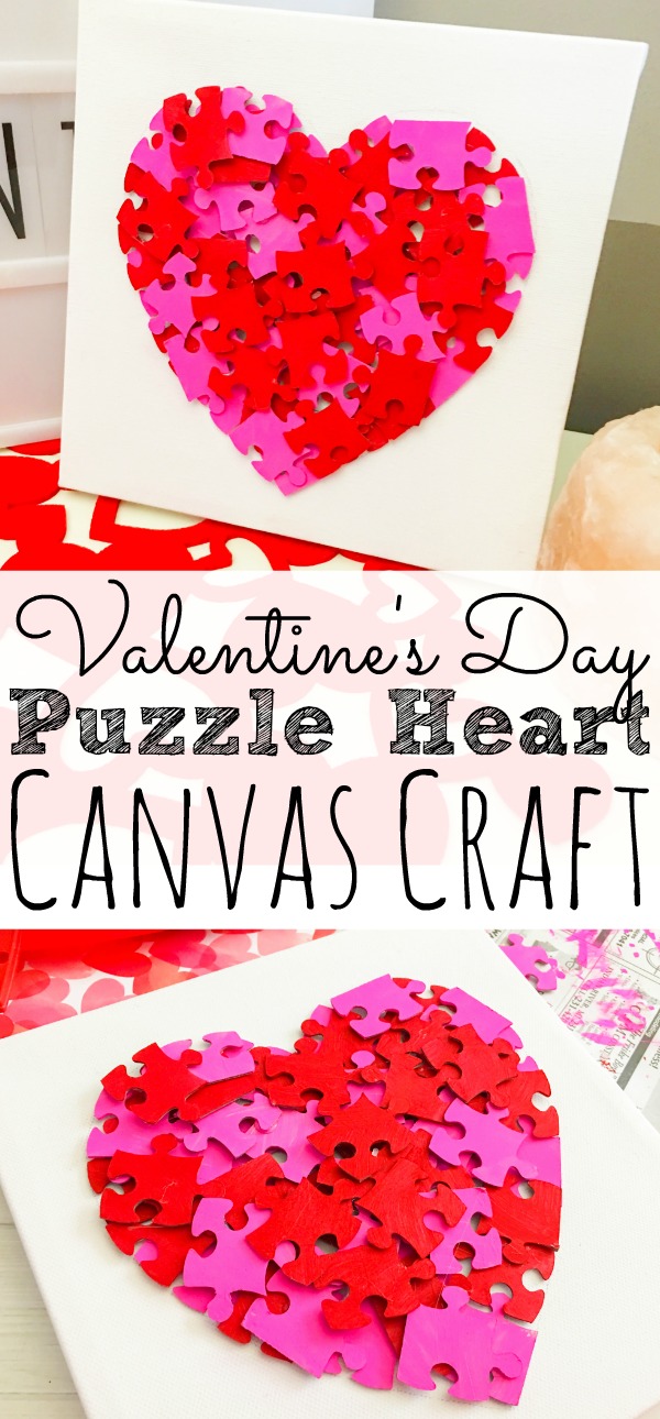 Valentine's Day Puzzle Heart Canvas Craft