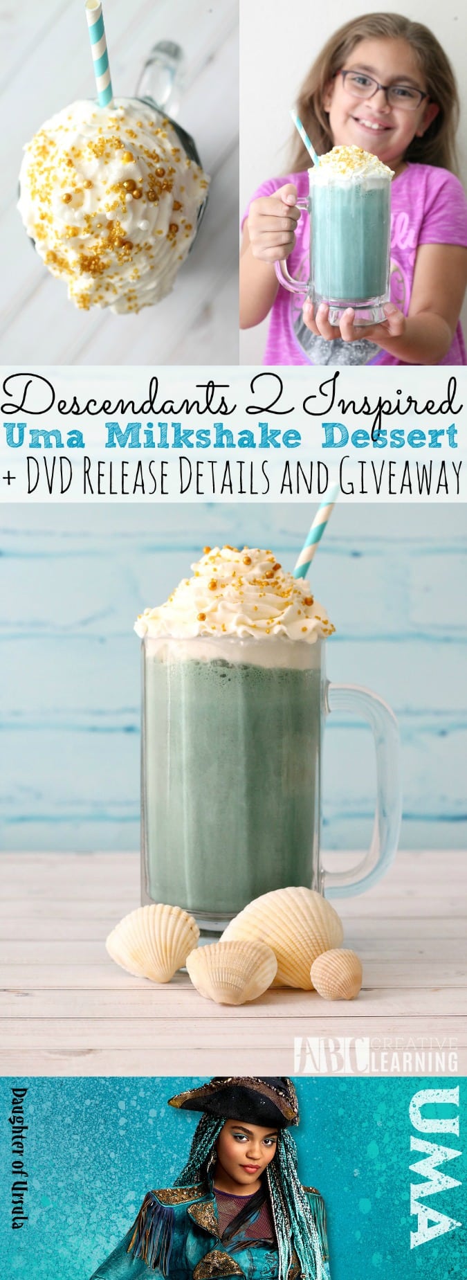 Descendants 2 Uma Milkshake Dessert + DVD Release Details and Giveaway - abccreativelearning.com