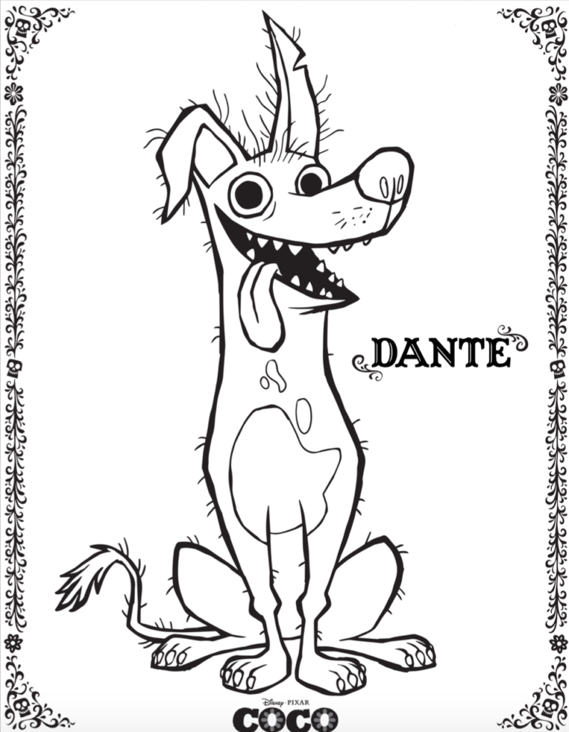 FREE COCO Dante the Dog Coloring Pages