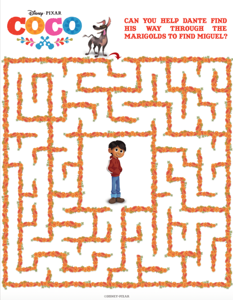 FREE COCO Maze Activity Sheet