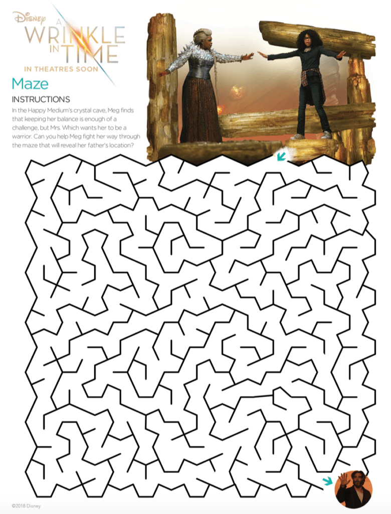 A Wrinkle In Time Maze Activity Sheet Free