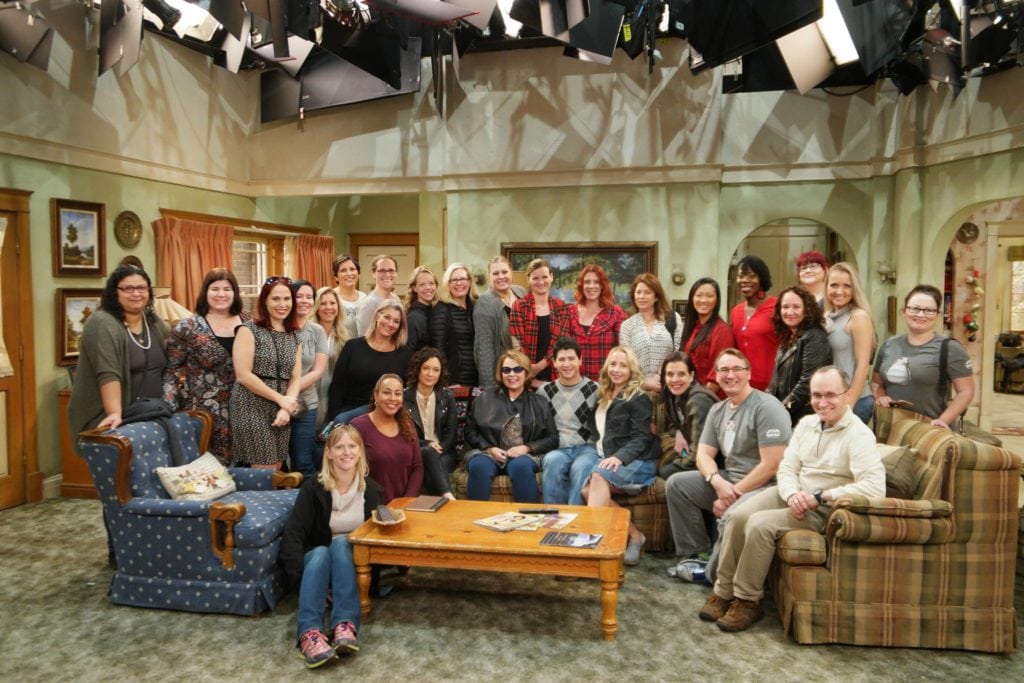 Cast of Roseanne on Set with bloggers