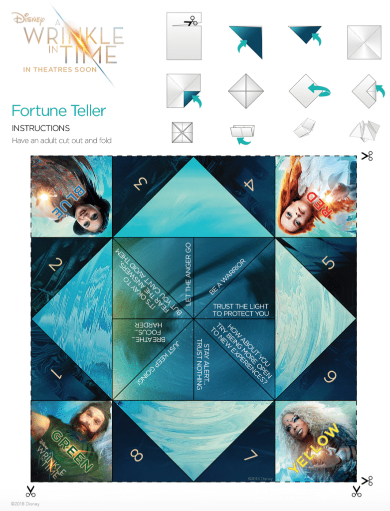 Free A Wrinkle In Time Fortune Teller Activity Sheet