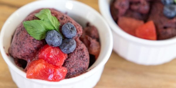 Easy Watermelon Blueberry Sorbet Recipe | No Ice Cream Maker Needed - simplytodaylife.com