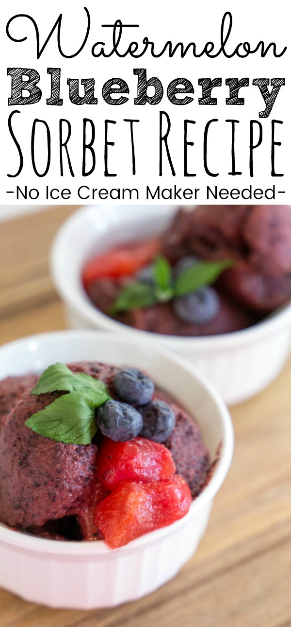 Easy Watermelon Blueberry Sorbet Recipe | No Ice Cream Maker Needed