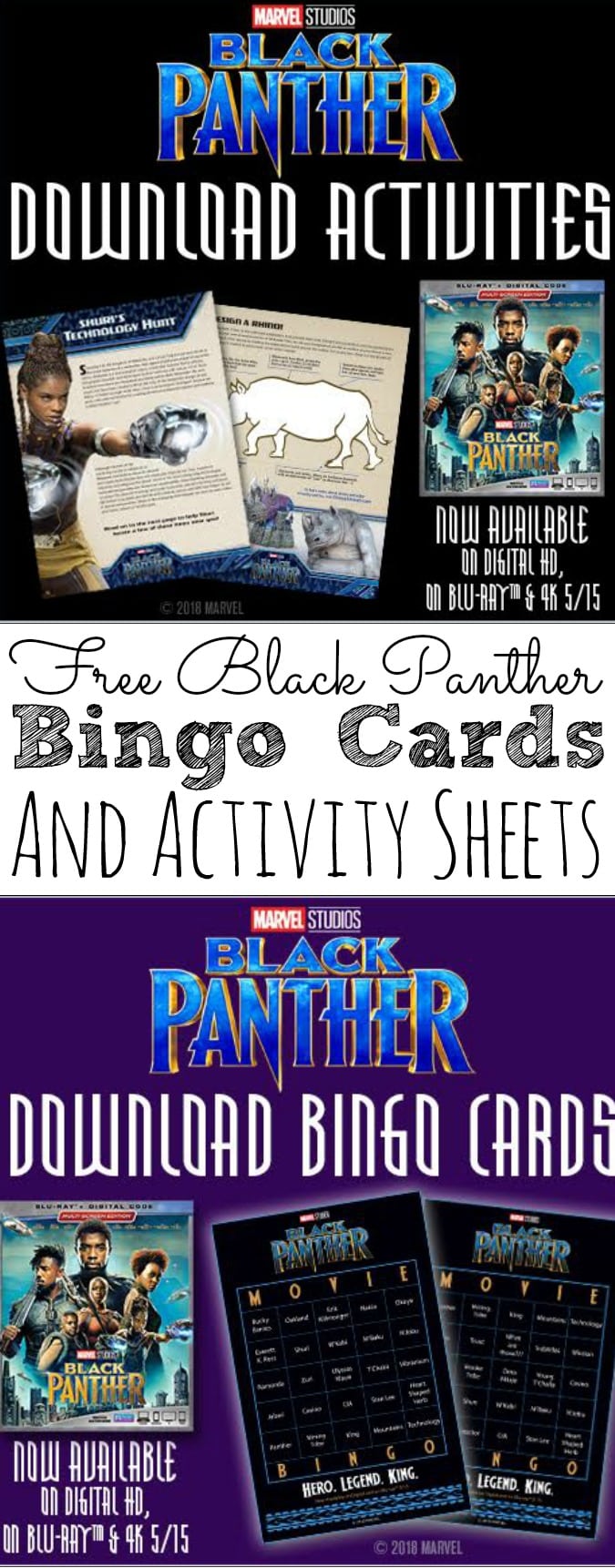 Free Black Panther Bingo Cards and Activity Sheets #BlackPanther