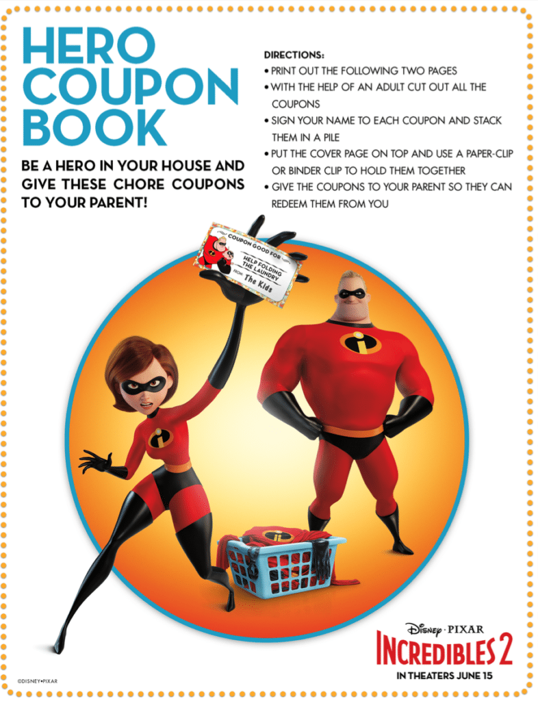Incredibles 2 Hero Book Coupon Printable