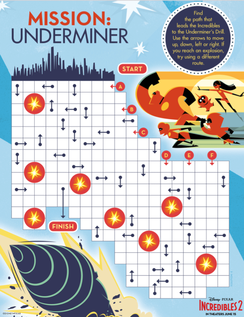 Incredibles 2 Maze Printable