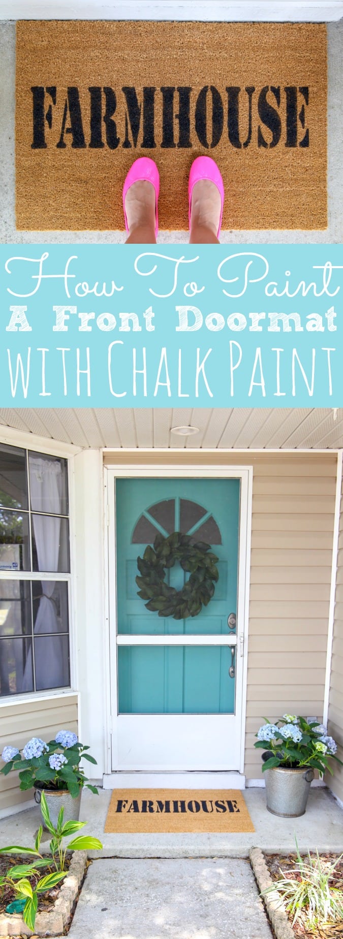 How To Paint A Custom Doormat Tutorial With Chalk Paint + Giveaway - simplytodaylife.com