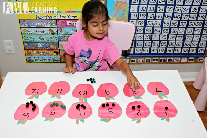 Back to School Counting Apples Fine Motor Skills