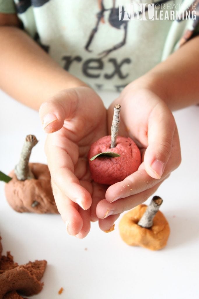 Homemade Fall Playdough Recipe apples copy