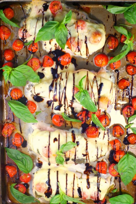 Caprese sheet pan chicken breast