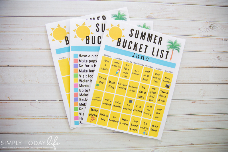 Free Kids Summer Bucket List Printable