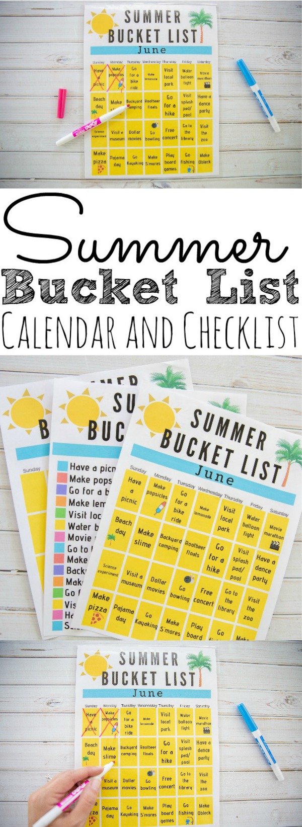 Free Summer Bucket List Printable